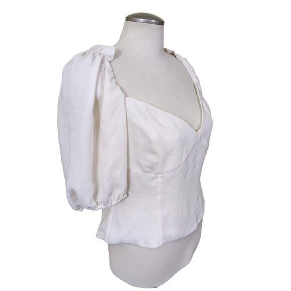 Aritzia Wilfred Novella Babydoll Smocked Crop Top Plus 1X Cream Puff Sleeve Y2K - Picture 3 of 8